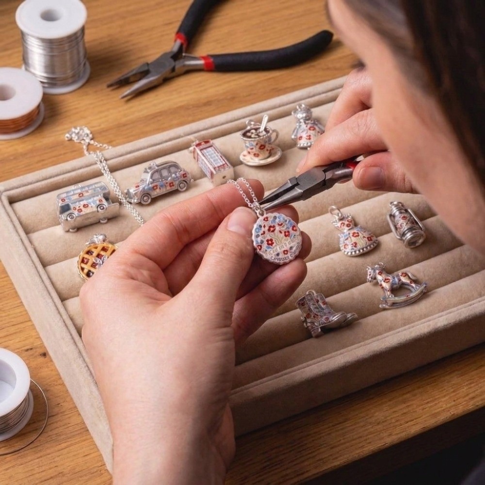 Jewelry Making London - Edelstahl-Cartoon-Anhänger, Miniatur-Emaille-Material, Schmuckherstellung, Charms, britisches Thema,